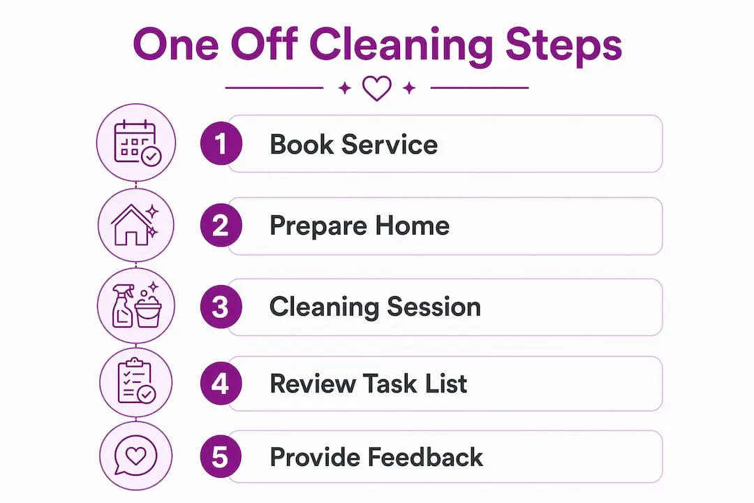 Infographic outlining one off cleaning steps