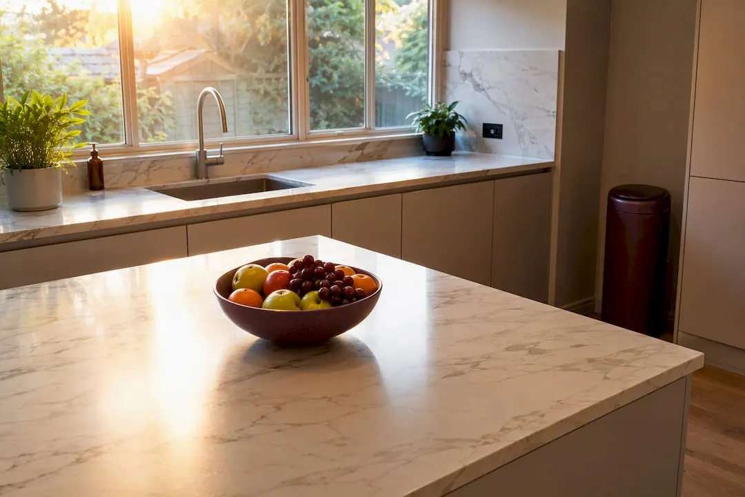 Clean and clear kitchen worktop ready for cleaning