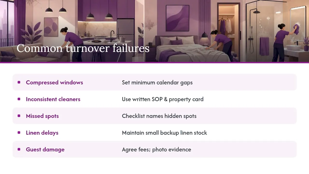 What goes wrong most often in turnover cleaning?: overview diagram