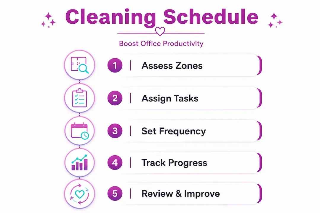 Infographic office cleaning schedule five steps