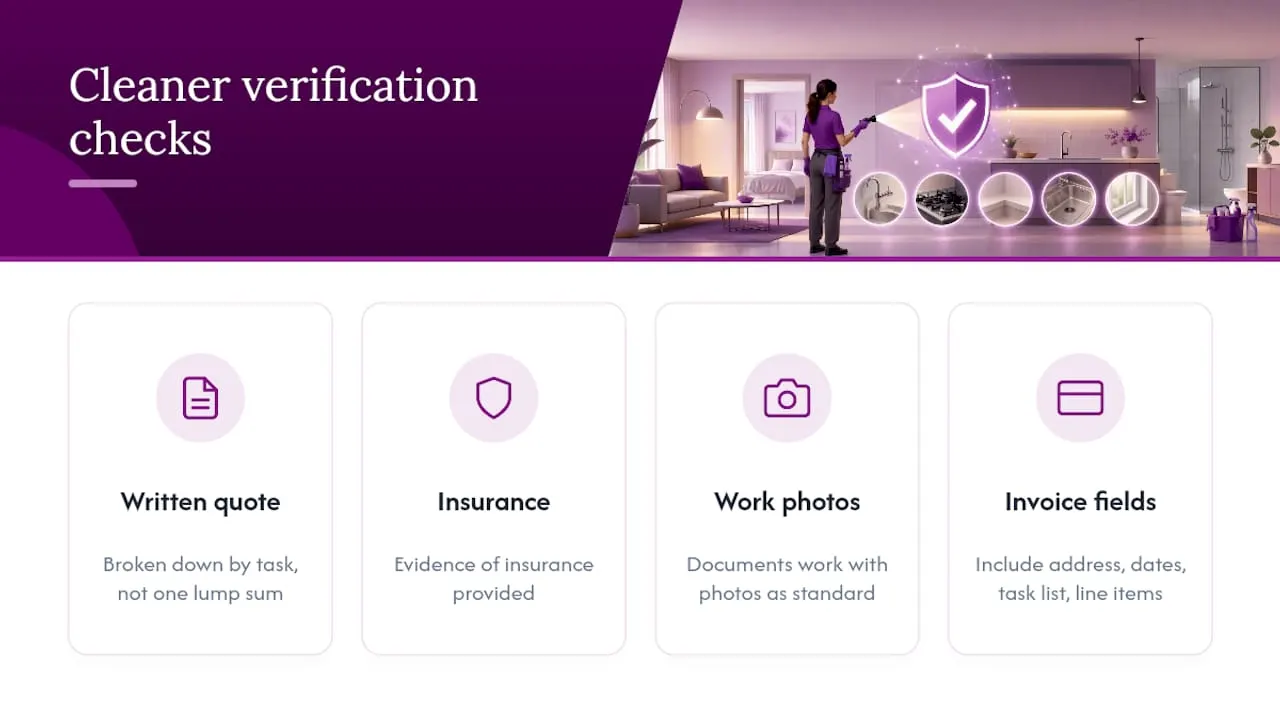 Cleaner verification and documentation checklist