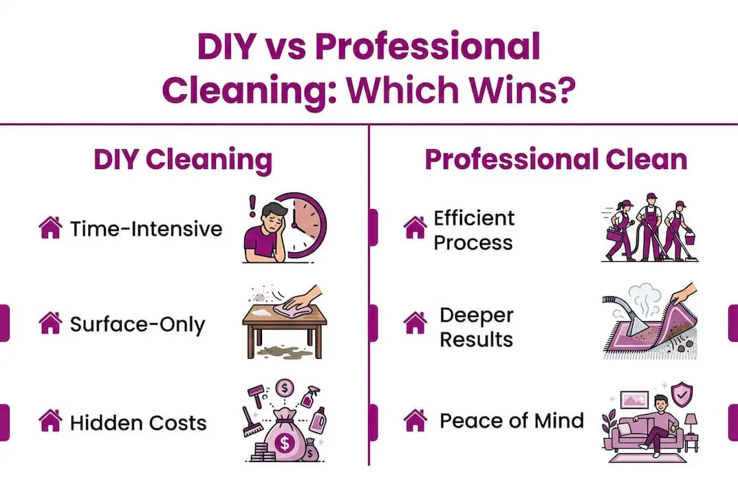 Infographic comparing DIY and professional cleaning