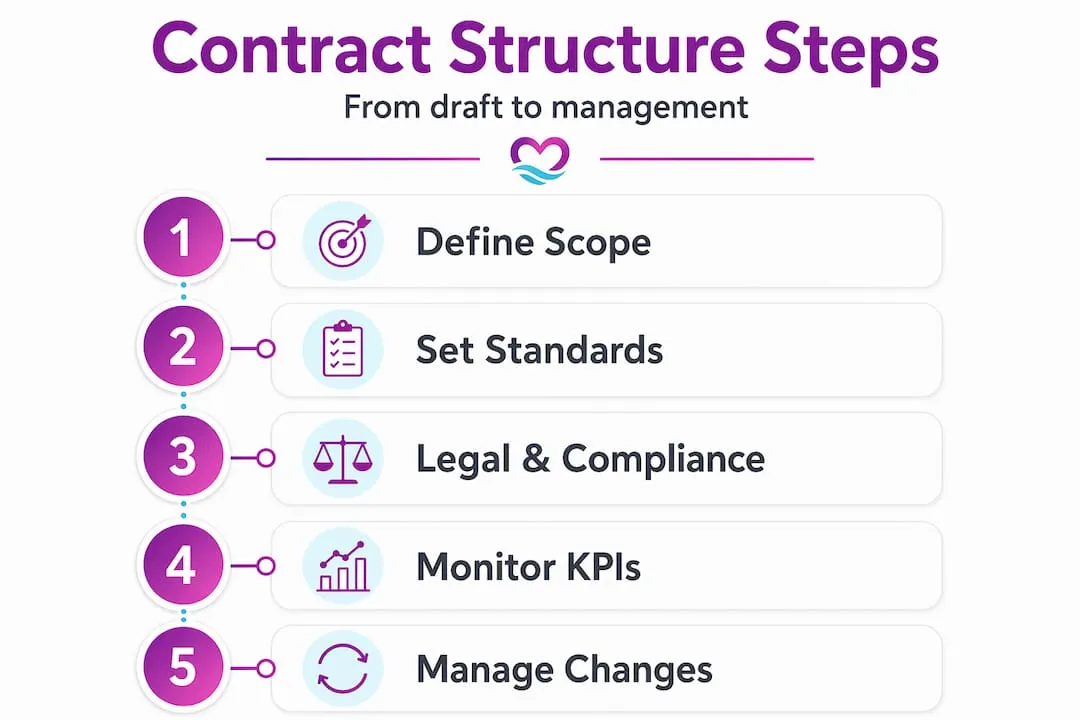 Infographic on cleaning contract structure steps