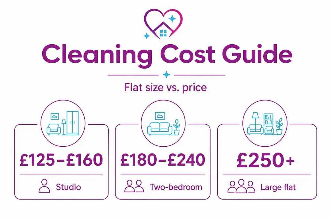 Infographic showing move-out cleaning costs by flat size