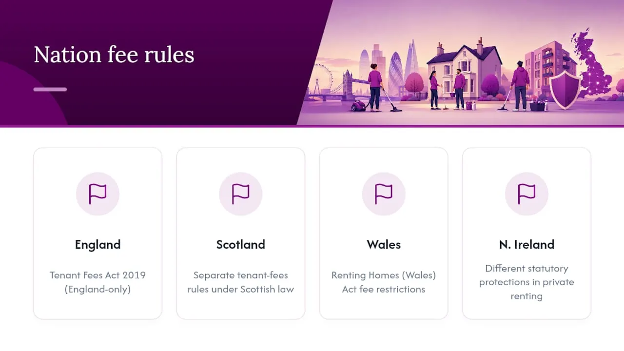Do cleaning rules differ across the UK's nations and tenancy types?: overview diagram