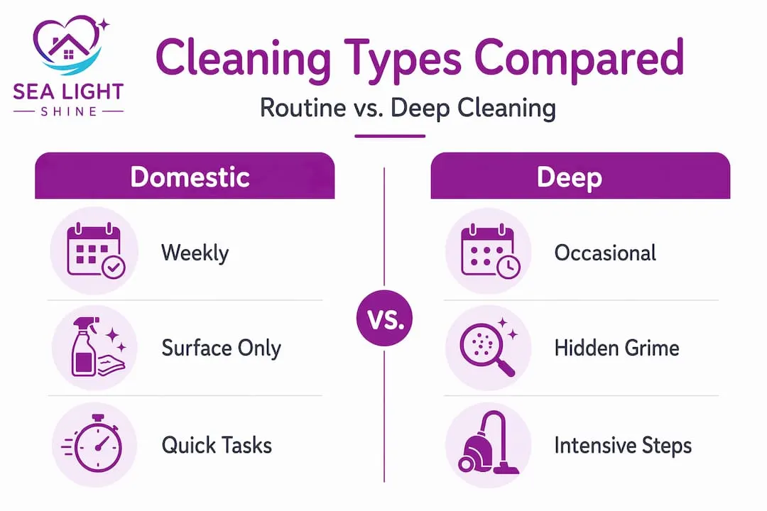 Infographic comparing domestic and deep cleaning