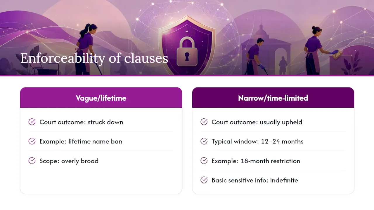 Comparison of confidentiality clause enforceability