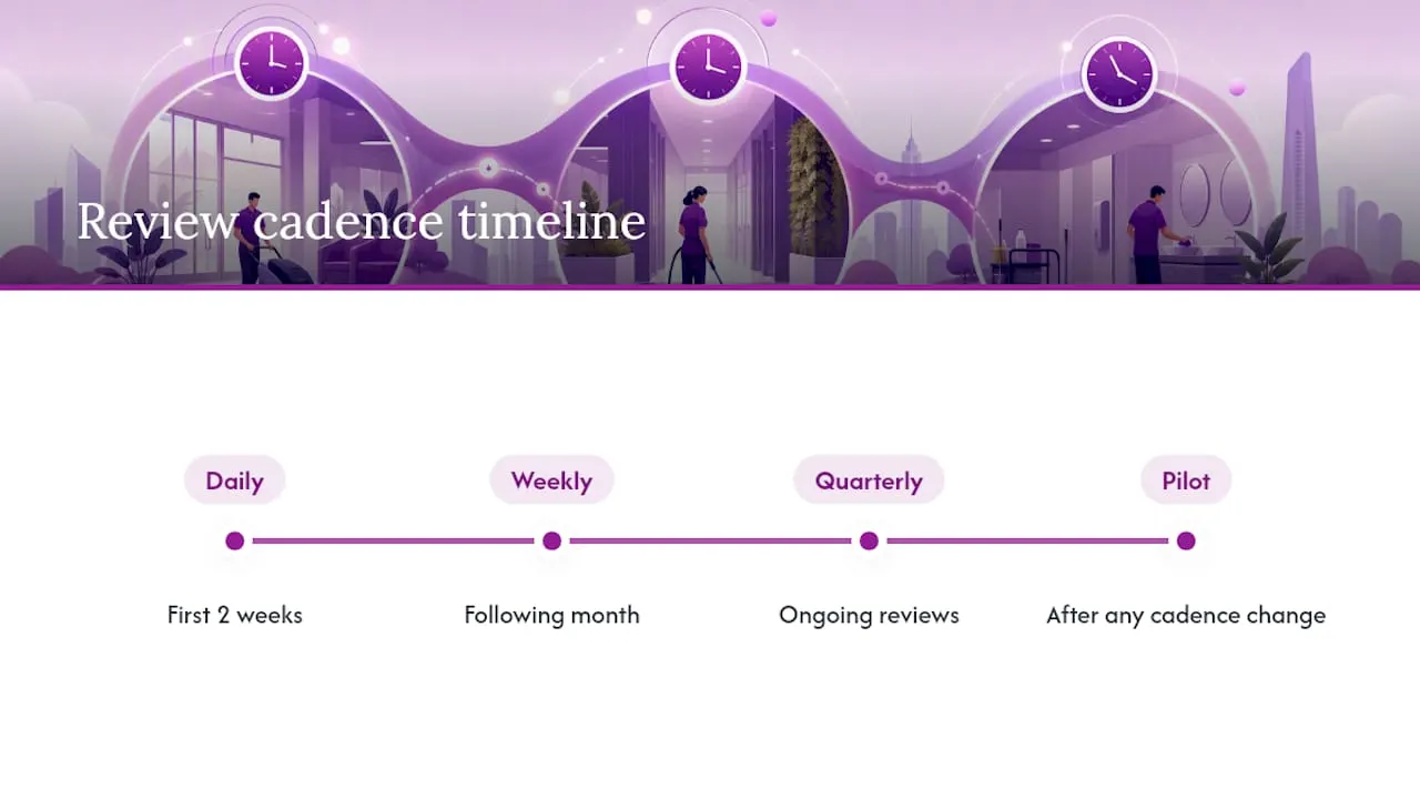 Cleaning schedule review cadence timeline