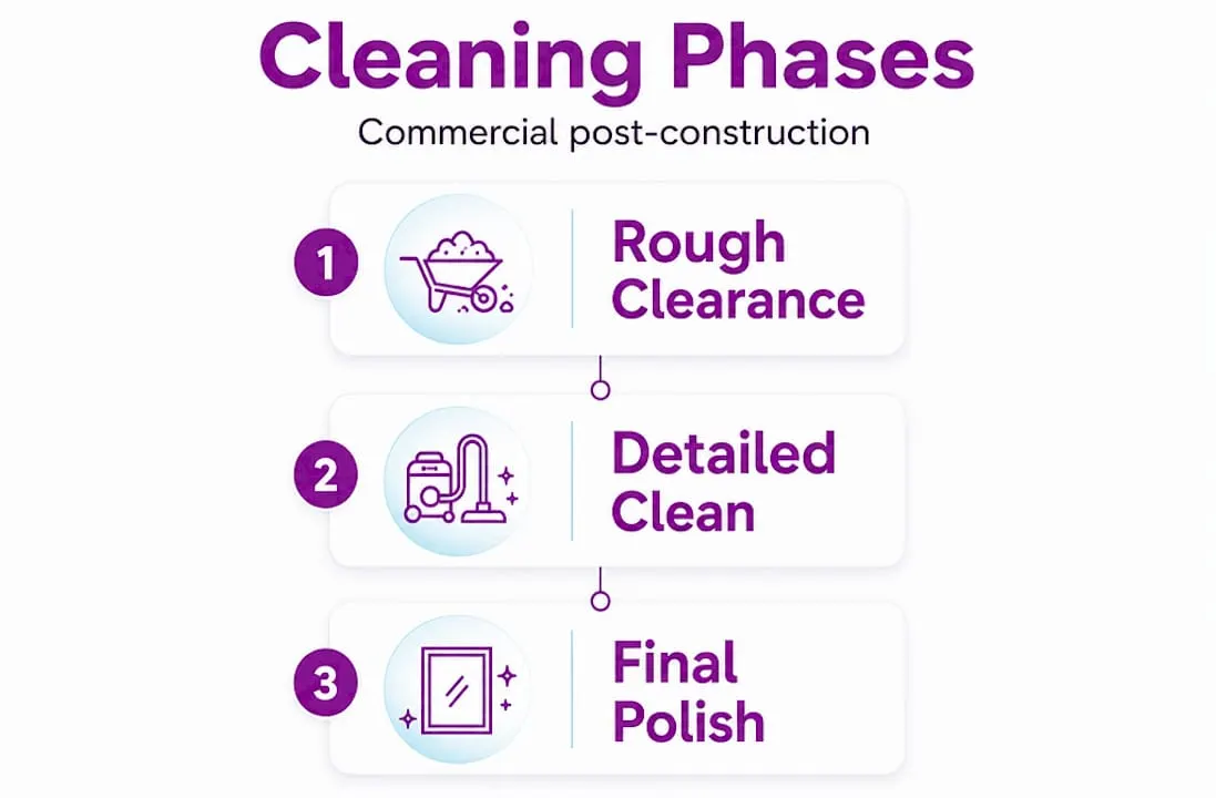 Infographic outlining three cleaning phases process