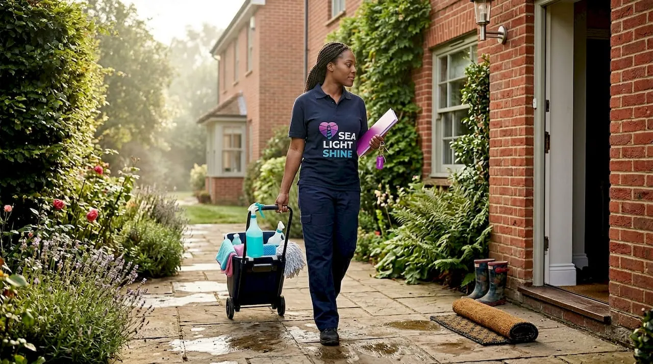 Cleaner arrives at East Anglia home entrance