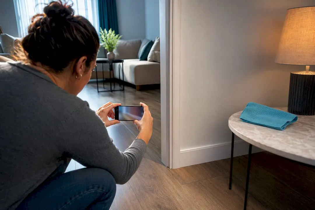 Tenant photographing rental property condition