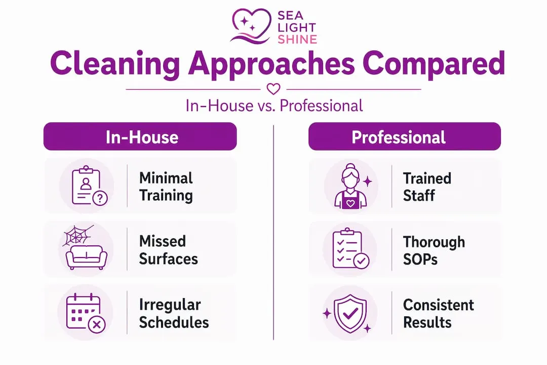 Infographic comparing in-house and professional cleaning